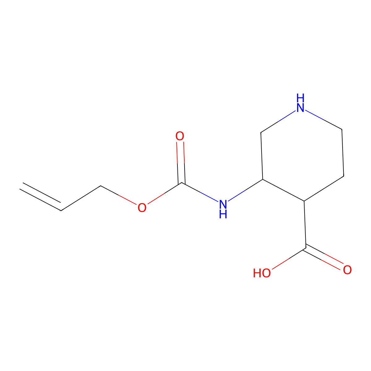 3-{[(Prop-2-en-1-yloxy)carbonyl]amino}piperidine-4-carboxylic acid molecular structure, CAS 2680737-46-4