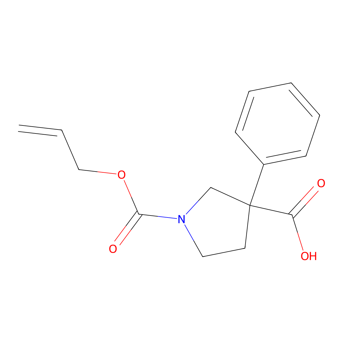 3-Phenyl-1-[(prop-2-en-1-yloxy)carbonyl]pyrrolidine-3-carboxylic acid molecular structure, CAS 2680737-49-7