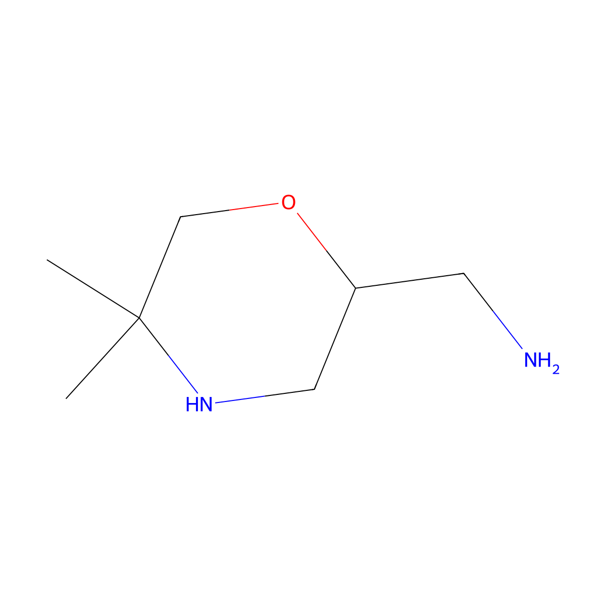(5,5-Dimethylmorpholin-2-yl)methanamine molecular structure, CAS 2680737-54-4