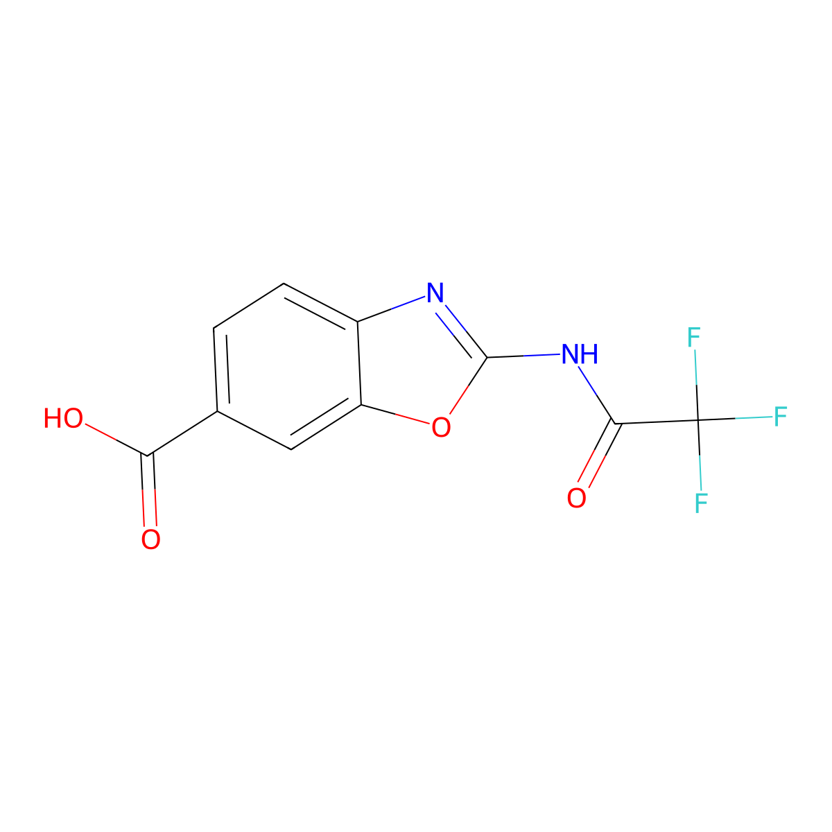 2-(2,2,2-Trifluoroacetamido)-1,3-benzoxazole-6-carboxylic acid molecular structure, CAS 2680737-55-5