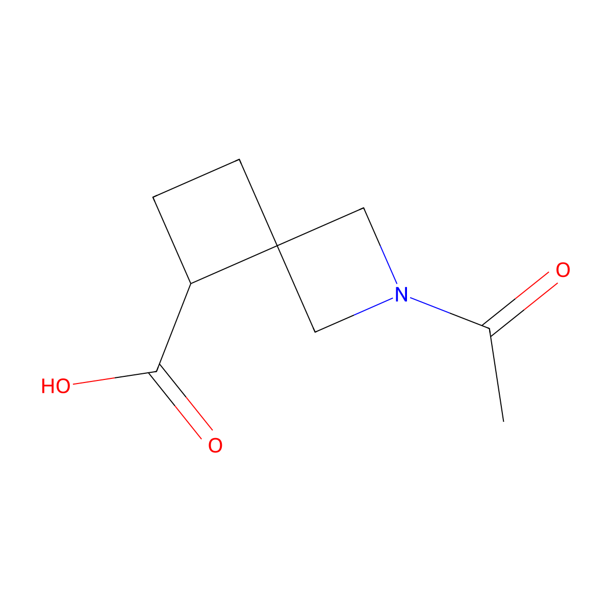 2-Acetyl-2-azaspiro[3.3]heptane-5-carboxylic acid molecular structure, CAS 2680737-63-5