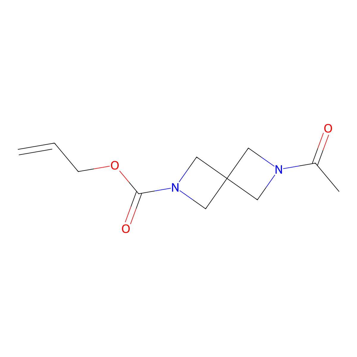 Prop-2-en-1-yl 6-acetyl-2,6-diazaspiro[3.3]heptane-2-carboxylate molecular structure, CAS 2680737-64-6
