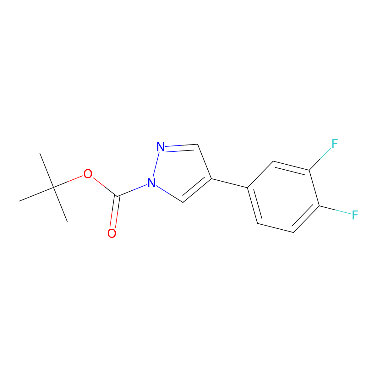 tert-butyl 4-(3,4-difluorophenyl)-1H-pyrazole-1-carboxylate molecular structure, CAS 2680737-68-0