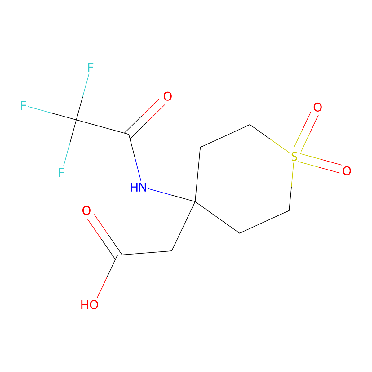 2-[1,1-Dioxo-4-(2,2,2-trifluoroacetamido)-1lambda6-thian-4-yl]acetic acid molecular structure, CAS 2680737-71-5