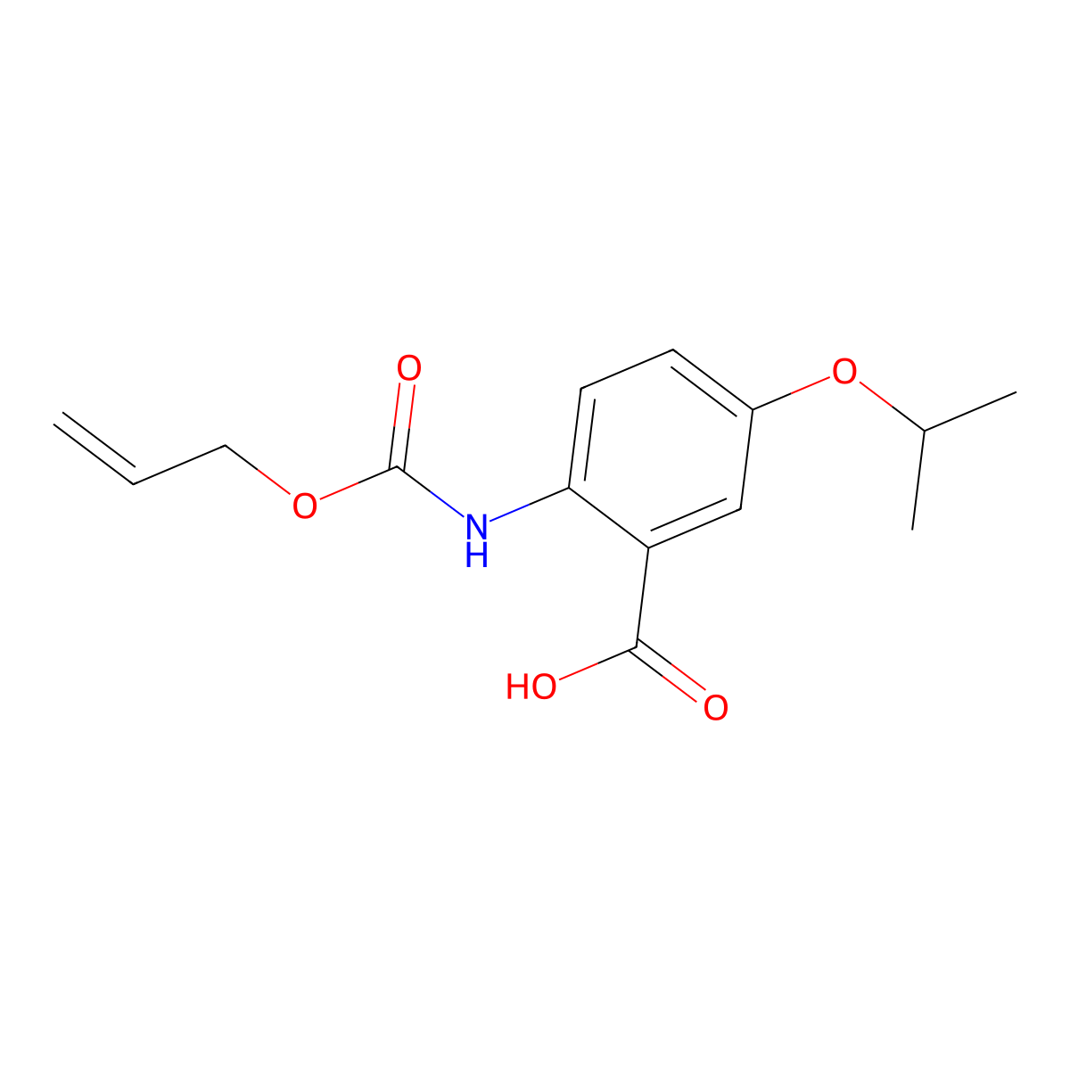 2-{[(Prop-2-en-1-yloxy)carbonyl]amino}-5-(propan-2-yloxy)benzoic acid molecular structure, CAS 2680737-73-7
