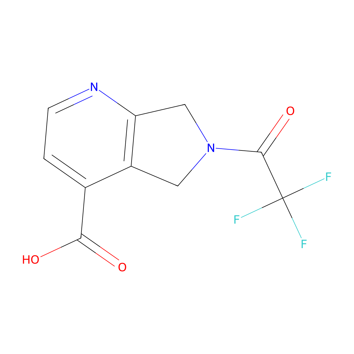 6-(2,2,2-trifluoroacetyl)-5H,6H,7H-pyrrolo[3,4-b]pyridine-4-carboxylic acid molecular structure, CAS 2680737-80-6