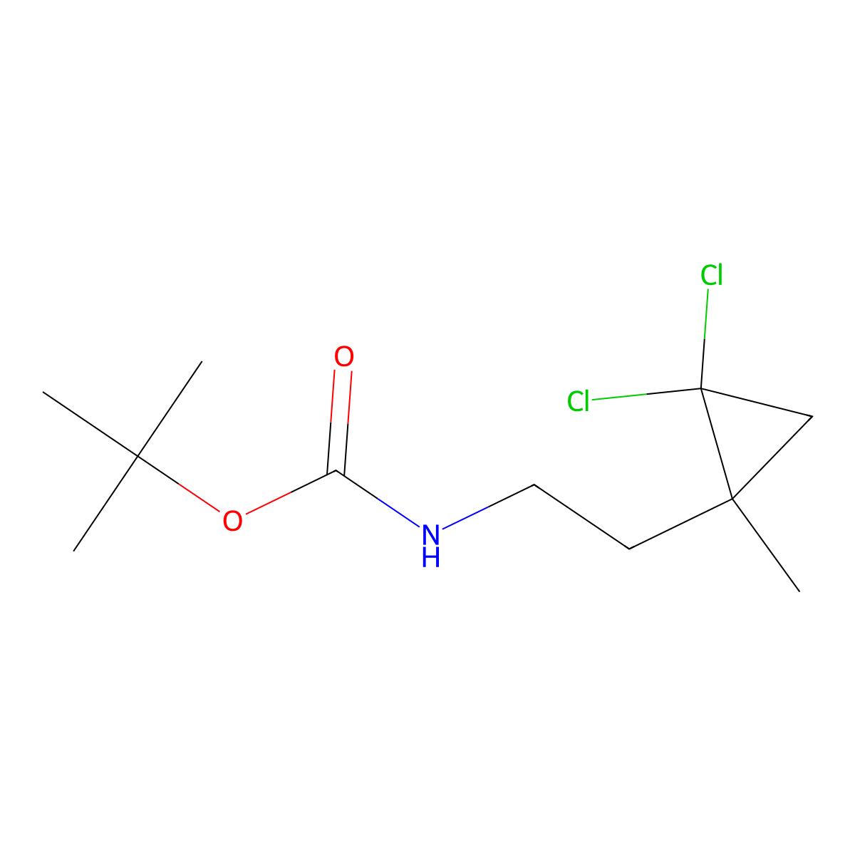 tert-butyl N-[2-(2,2-dichloro-1-methylcyclopropyl)ethyl]carbamate molecular structure, CAS 2680737-94-2