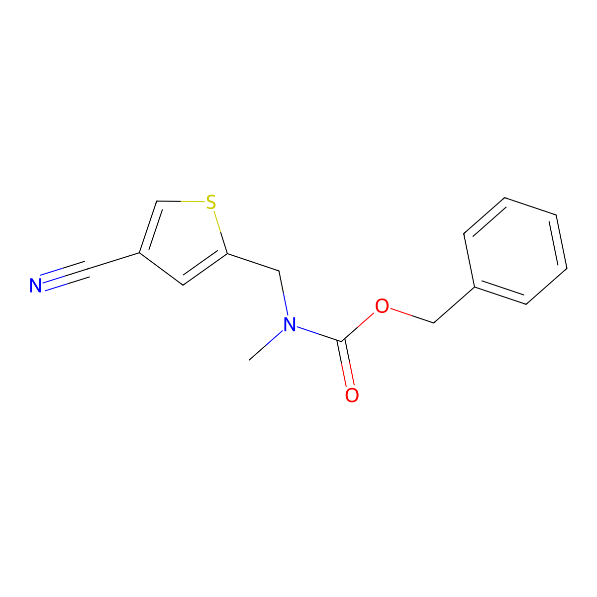 benzyl N-[(4-cyanothiophen-2-yl)methyl]-N-methylcarbamate molecular structure, CAS 2680737-95-3