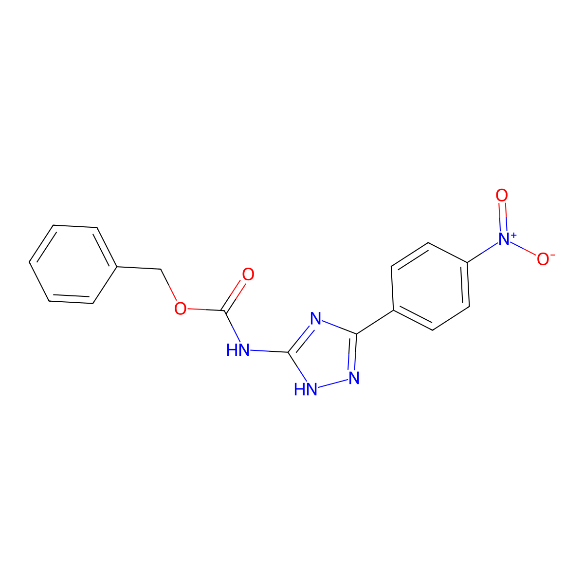 benzyl N-[3-(4-nitrophenyl)-1H-1,2,4-triazol-5-yl]carbamate molecular structure, CAS 2680737-98-6