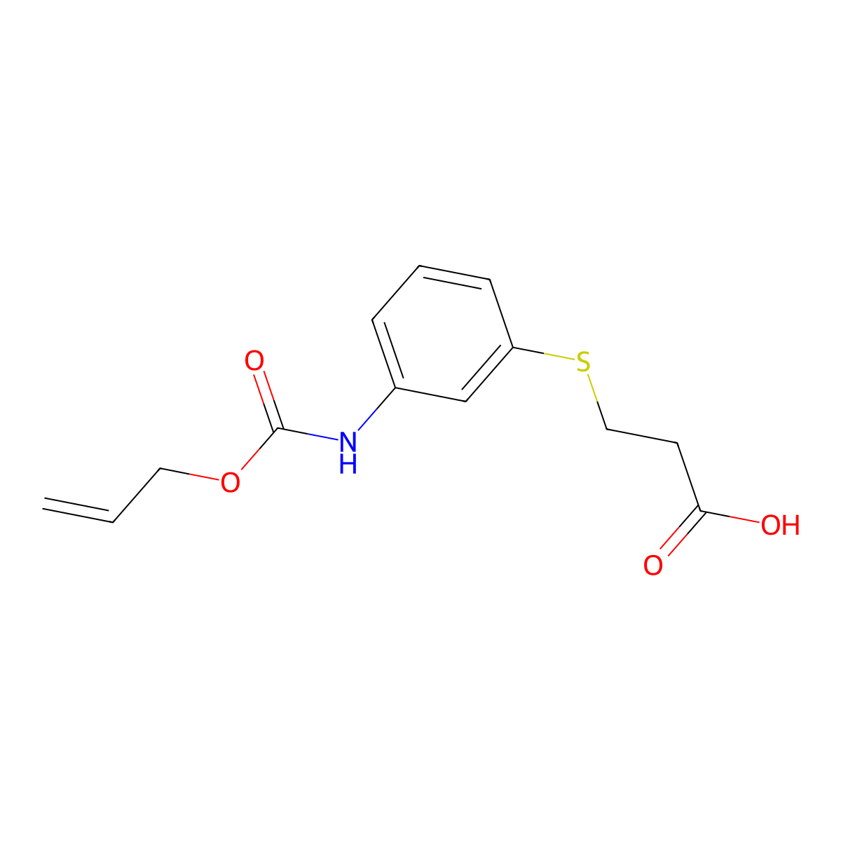 3-[(3-{[(Prop-2-en-1-yloxy)carbonyl]amino}phenyl)sulfanyl]propanoic acid molecular structure, CAS 2680738-00-3