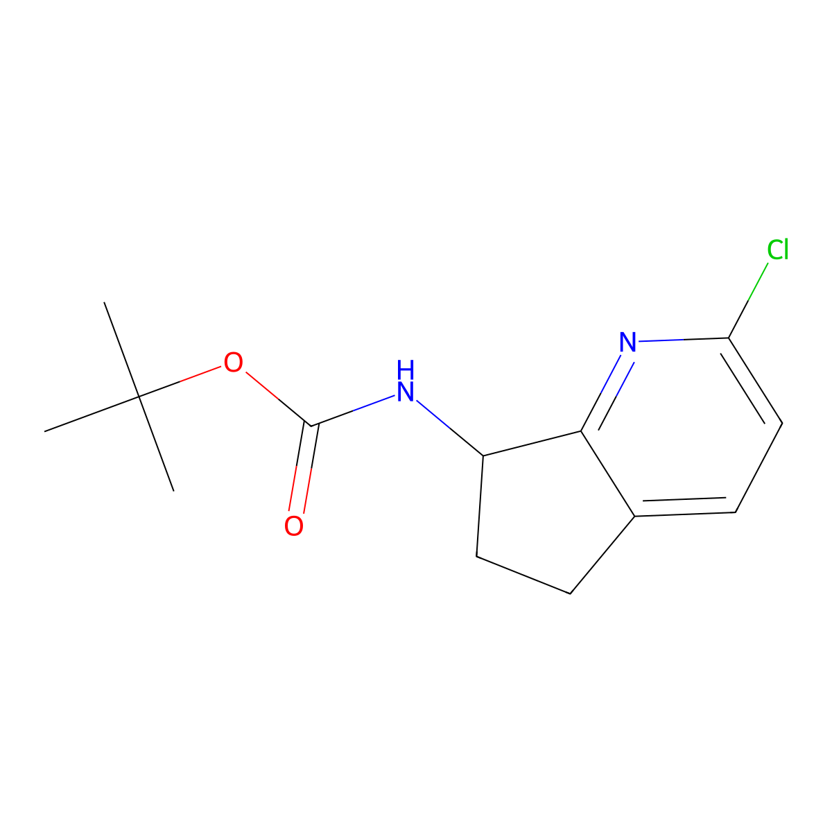 tert-butyl N-{2-chloro-5H,6H,7H-cyclopenta[b]pyridin-7-yl}carbamate molecular structure, CAS 2680738-01-4
