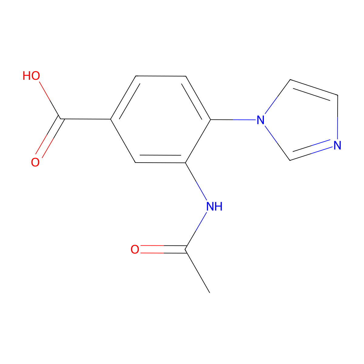 3-acetamido-4-(1H-imidazol-1-yl)benzoic acid molecular structure, CAS 2680738-08-1
