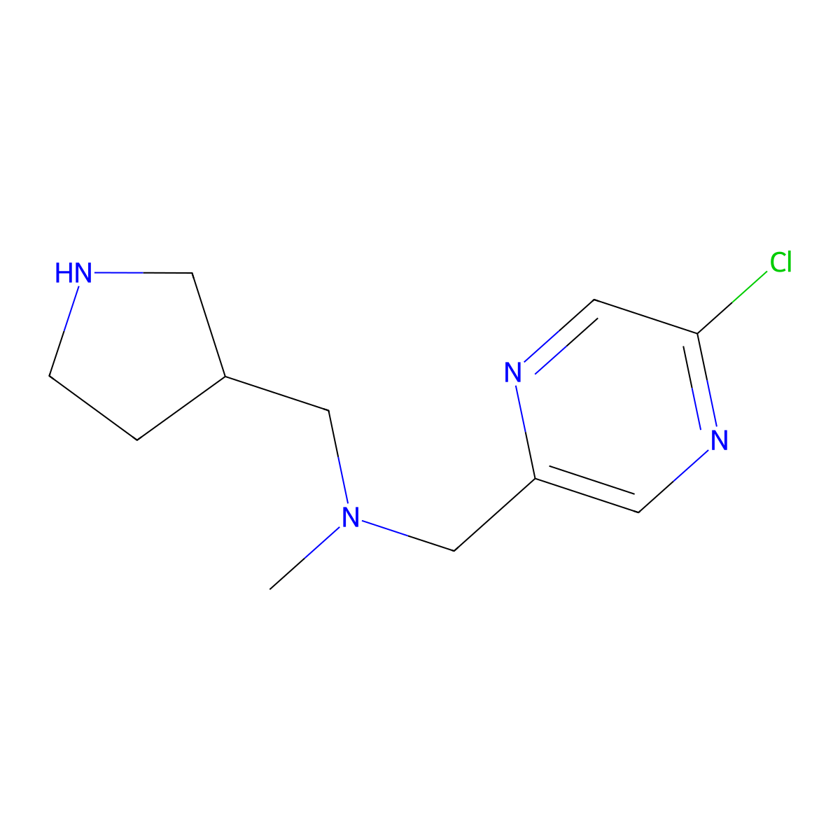 [(5-Chloropyrazin-2-yl)methyl](methyl)[(pyrrolidin-3-yl)methyl]amine molecular structure, CAS 2680738-09-2