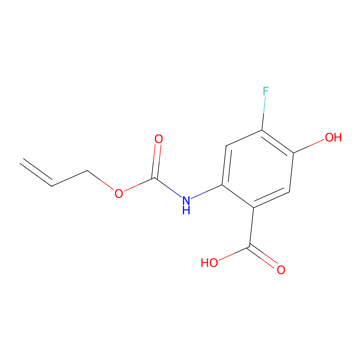 4-Fluoro-5-hydroxy-2-{[(prop-2-en-1-yloxy)carbonyl]amino}benzoic acid molecular structure, CAS 2680738-17-2