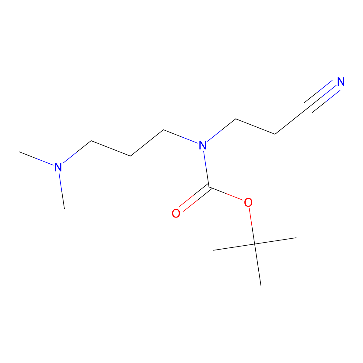 tert-butyl N-(2-cyanoethyl)-N-[3-(dimethylamino)propyl]carbamate molecular structure, CAS 2680738-18-3