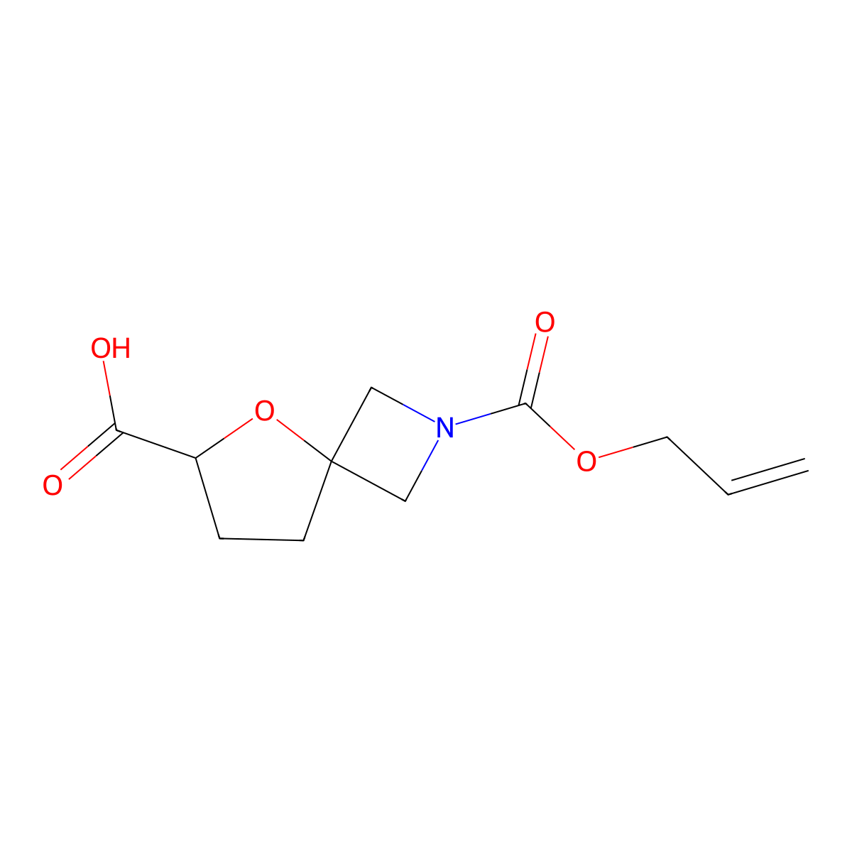 2-[(Prop-2-en-1-yloxy)carbonyl]-5-oxa-2-azaspiro[3.4]octane-6-carboxylic acid molecular structure, CAS 2680738-20-7