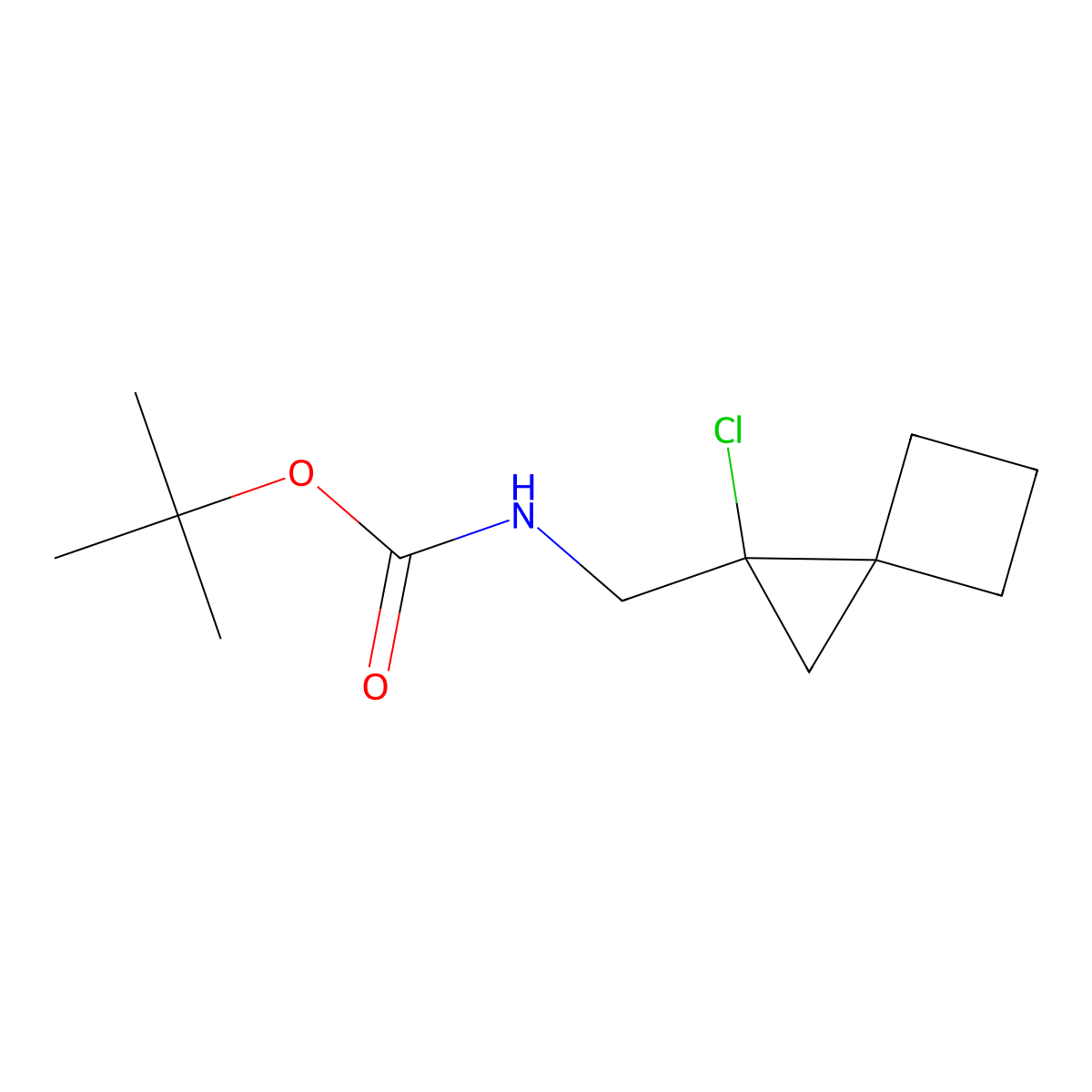 tert-butyl N-({1-chlorospiro[2.3]hexan-1-yl}methyl)carbamate molecular structure, CAS 2680738-21-8