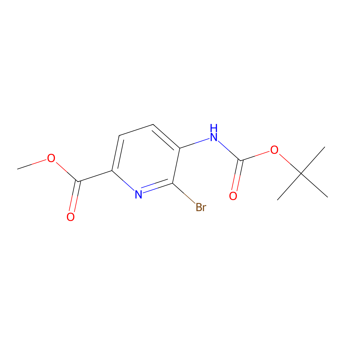 Methyl 6-bromo-5-{[(tert-butoxy)carbonyl]amino}pyridine-2-carboxylate molecular structure, CAS 2680738-29-6