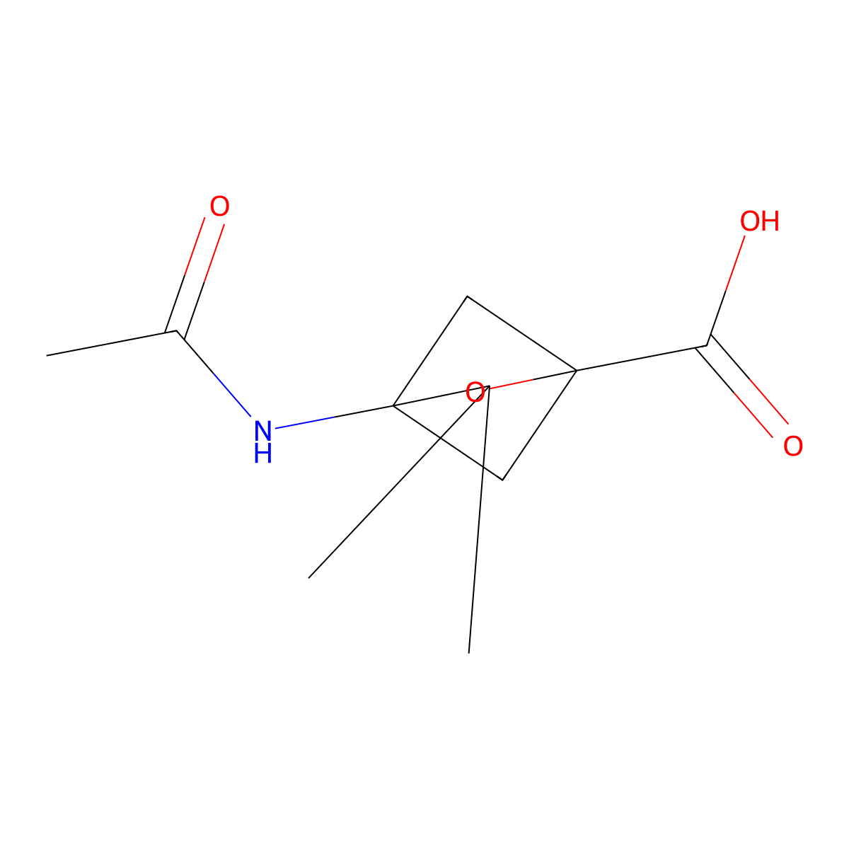 4-Acetamido-3,3-dimethyl-2-oxabicyclo[2.1.1]hexane-1-carboxylic acid molecular structure, CAS 2680738-31-0