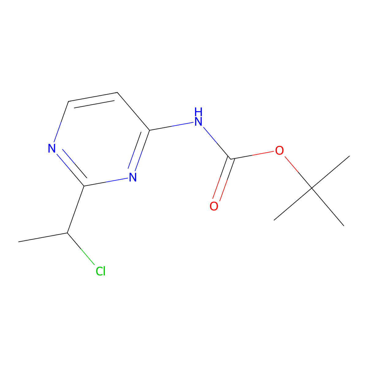 tert-butyl N-[2-(1-chloroethyl)pyrimidin-4-yl]carbamate molecular structure, CAS 2680738-33-2