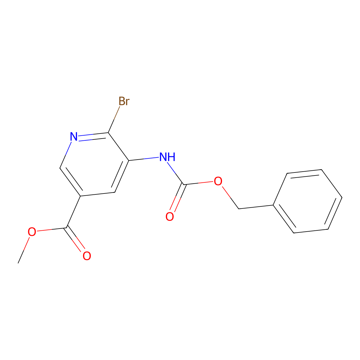 Methyl 5-{[(benzyloxy)carbonyl]amino}-6-bromopyridine-3-carboxylate molecular structure, CAS 2680738-45-6