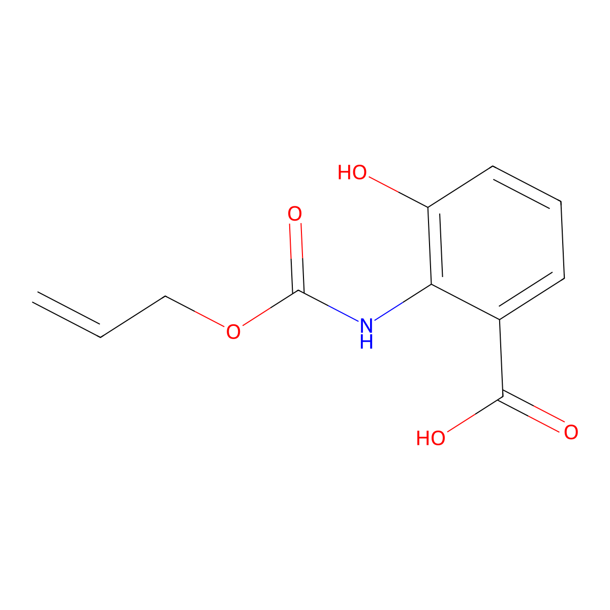 3-Hydroxy-2-{[(prop-2-en-1-yloxy)carbonyl]amino}benzoic acid molecular structure, CAS 2680738-46-7