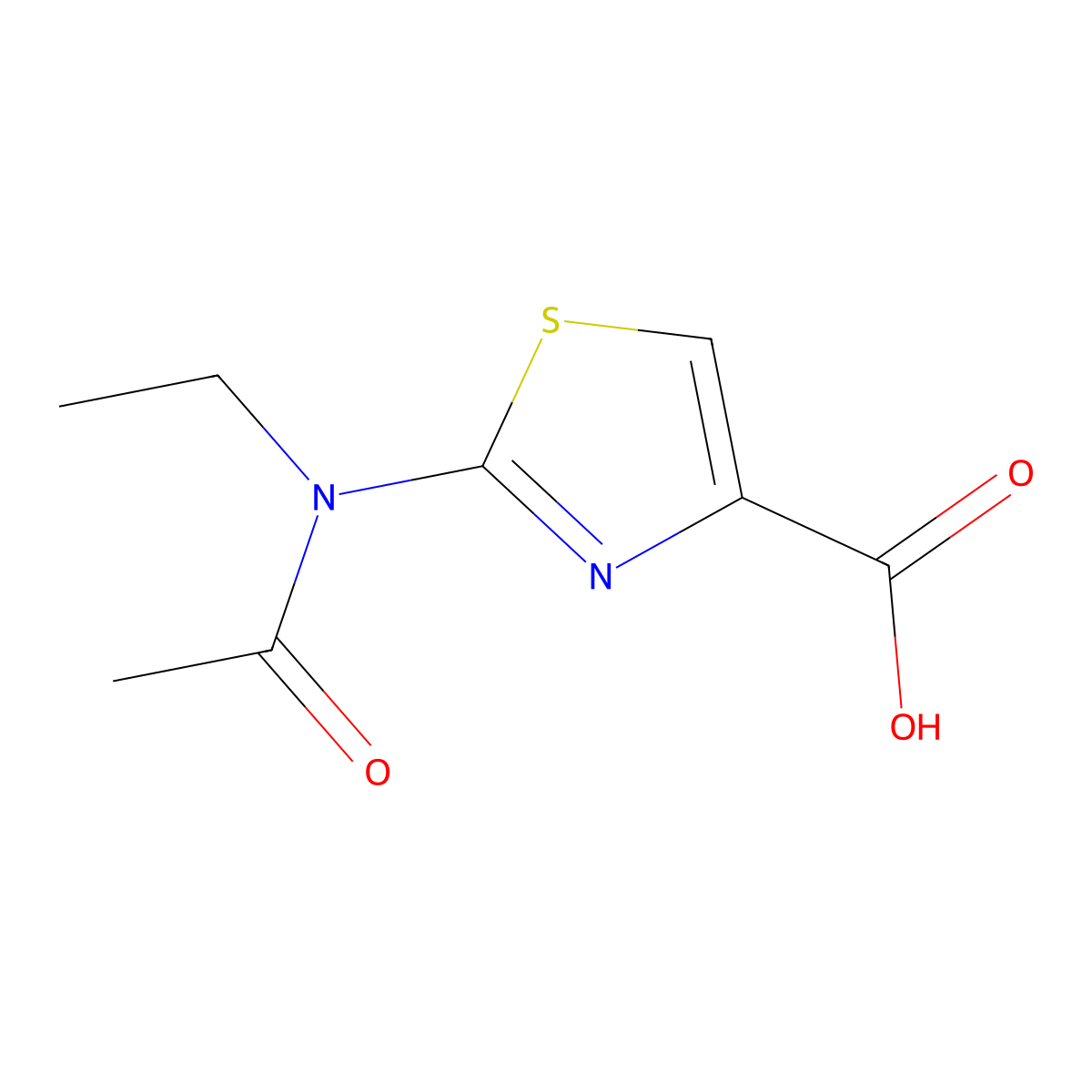 2-(N-ethylacetamido)-1,3-thiazole-4-carboxylic acid molecular structure, CAS 2680738-53-6