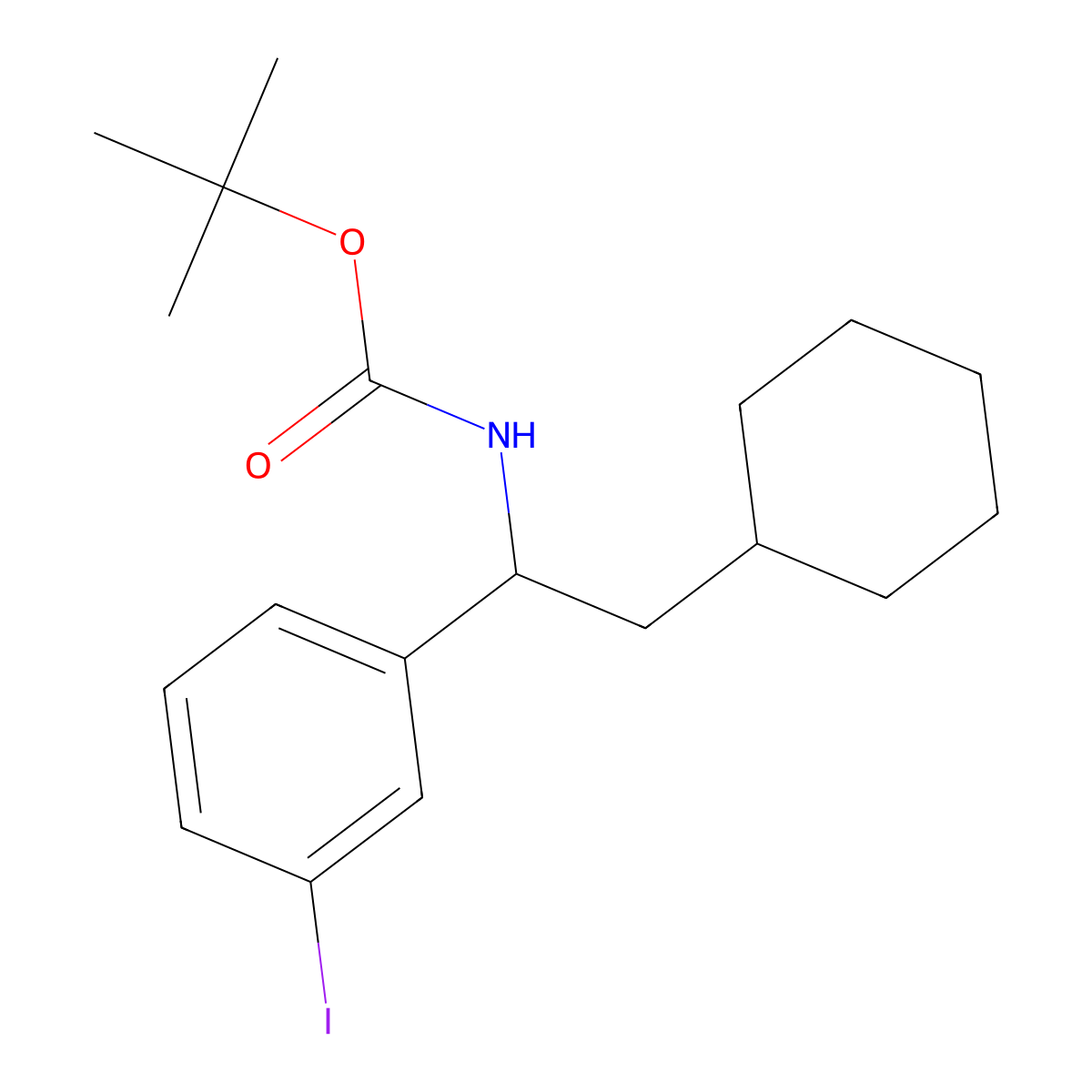tert-butyl N-[2-cyclohexyl-1-(3-iodophenyl)ethyl]carbamate molecular structure, CAS 2680738-54-7