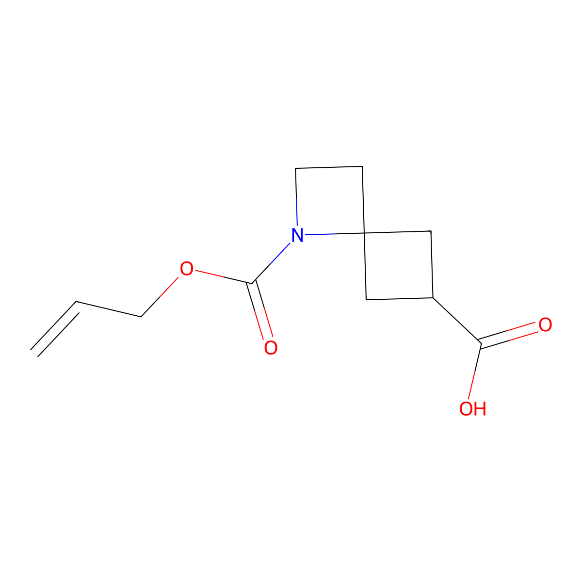 1-[(Prop-2-en-1-yloxy)carbonyl]-1-azaspiro[3.3]heptane-6-carboxylic acid molecular structure, CAS 2680738-57-0