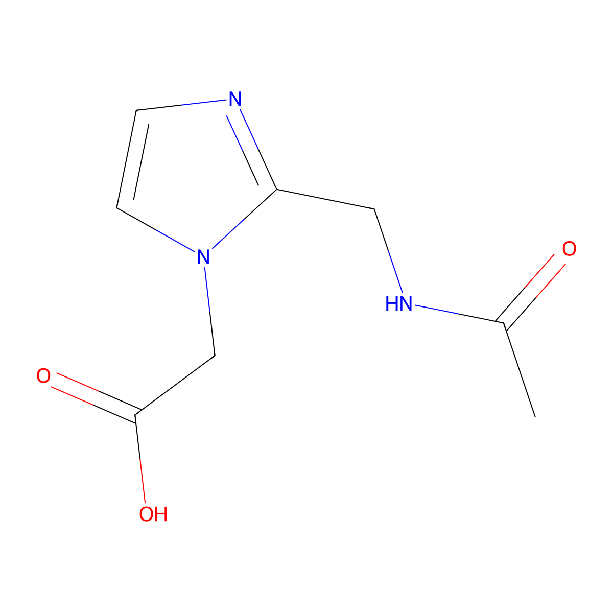 2-[2-(acetamidomethyl)-1H-imidazol-1-yl]acetic acid molecular structure, CAS 2680738-63-8