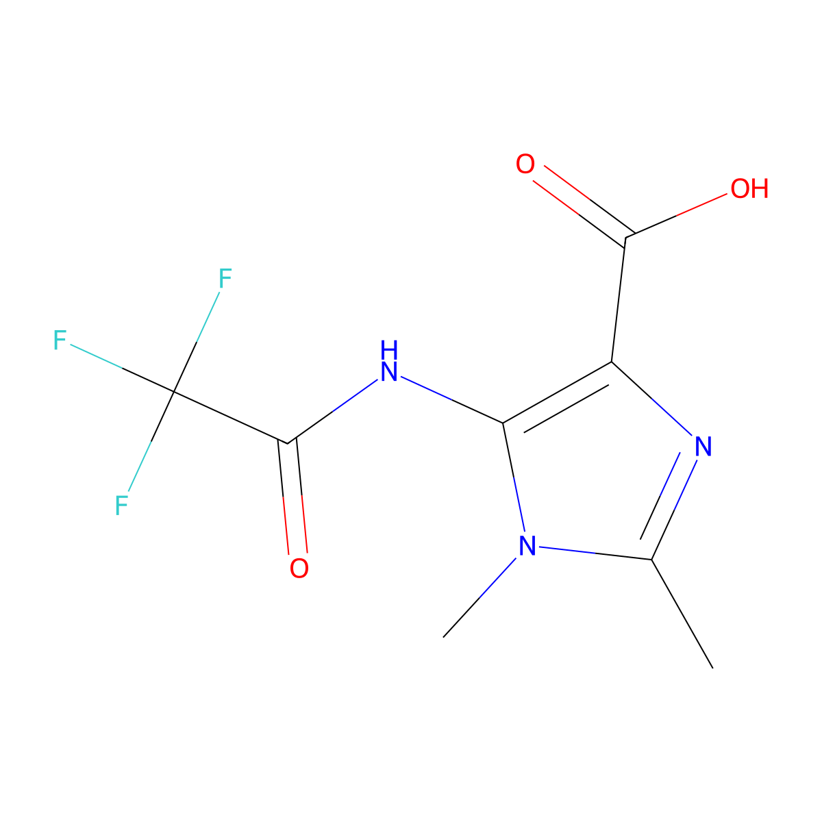 1,2-dimethyl-5-(2,2,2-trifluoroacetamido)-1H-imidazole-4-carboxylic acid molecular structure, CAS 2680738-66-1