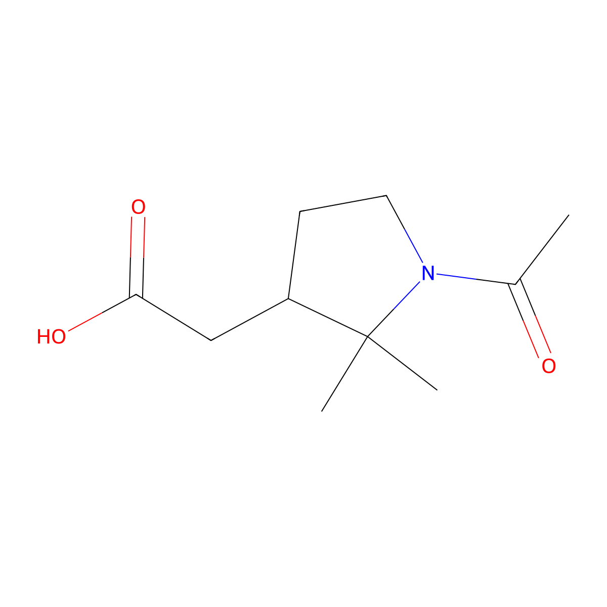 2-(1-Acetyl-2,2-dimethylpyrrolidin-3-yl)acetic acid molecular structure, CAS 2680738-70-7