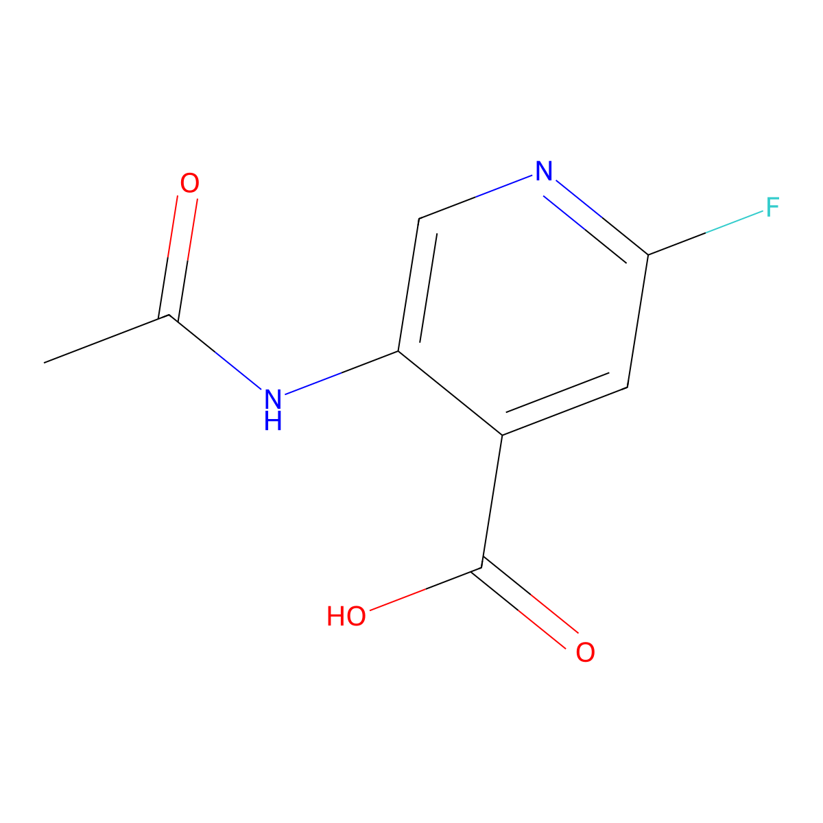 5-Acetamido-2-fluoropyridine-4-carboxylic acid molecular structure, CAS 2680738-72-9