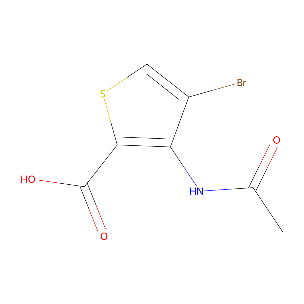 4-Bromo-3-acetamidothiophene-2-carboxylic acid molecular structure, CAS 2680738-74-1