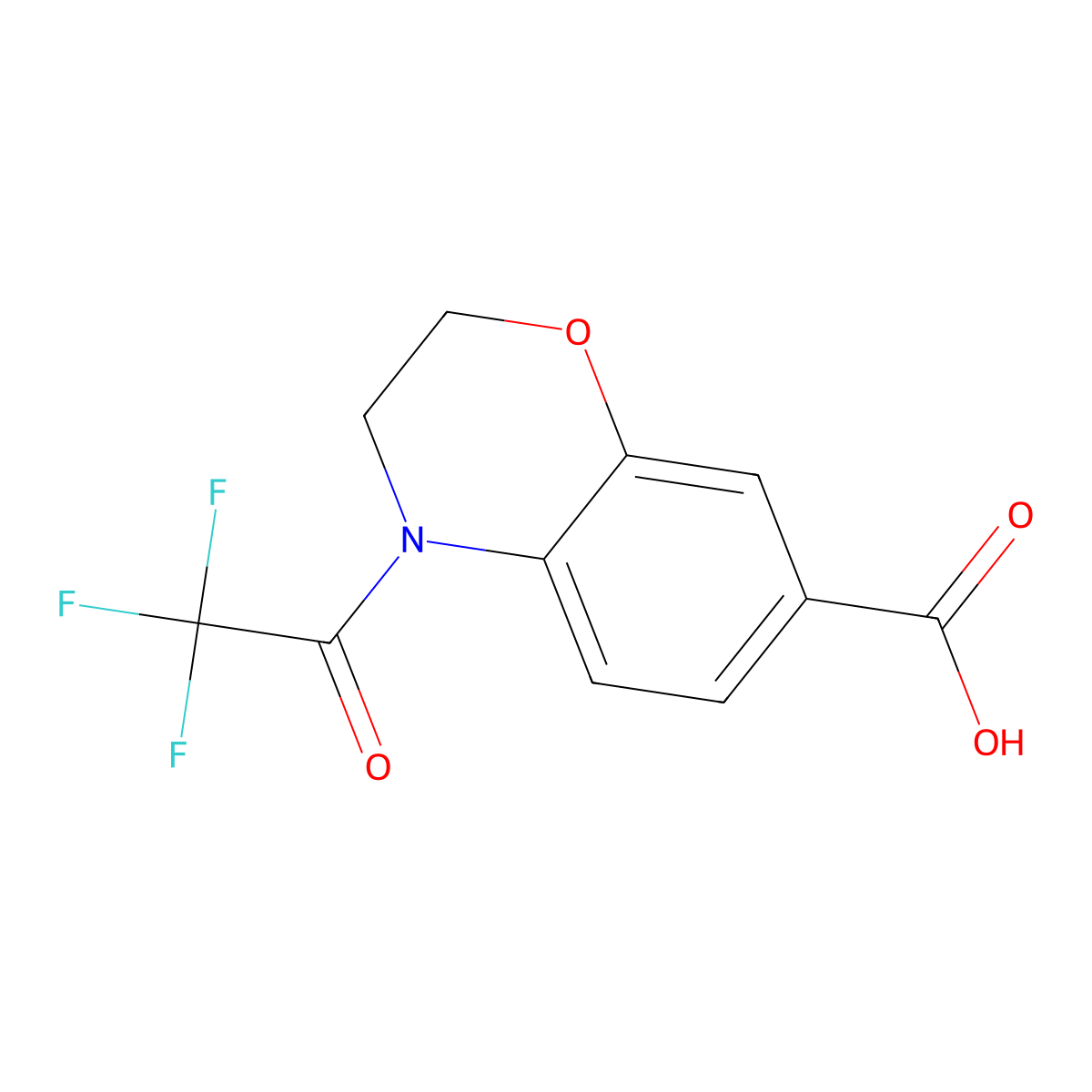 4-(2,2,2-trifluoroacetyl)-3,4-dihydro-2H-1,4-benzoxazine-7-carboxylic acid molecular structure, CAS 2680738-87-6