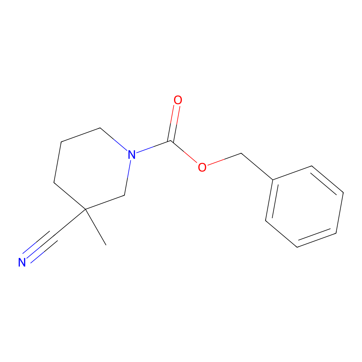 Benzyl 3-cyano-3-methylpiperidine-1-carboxylate molecular structure, CAS 2680738-95-6