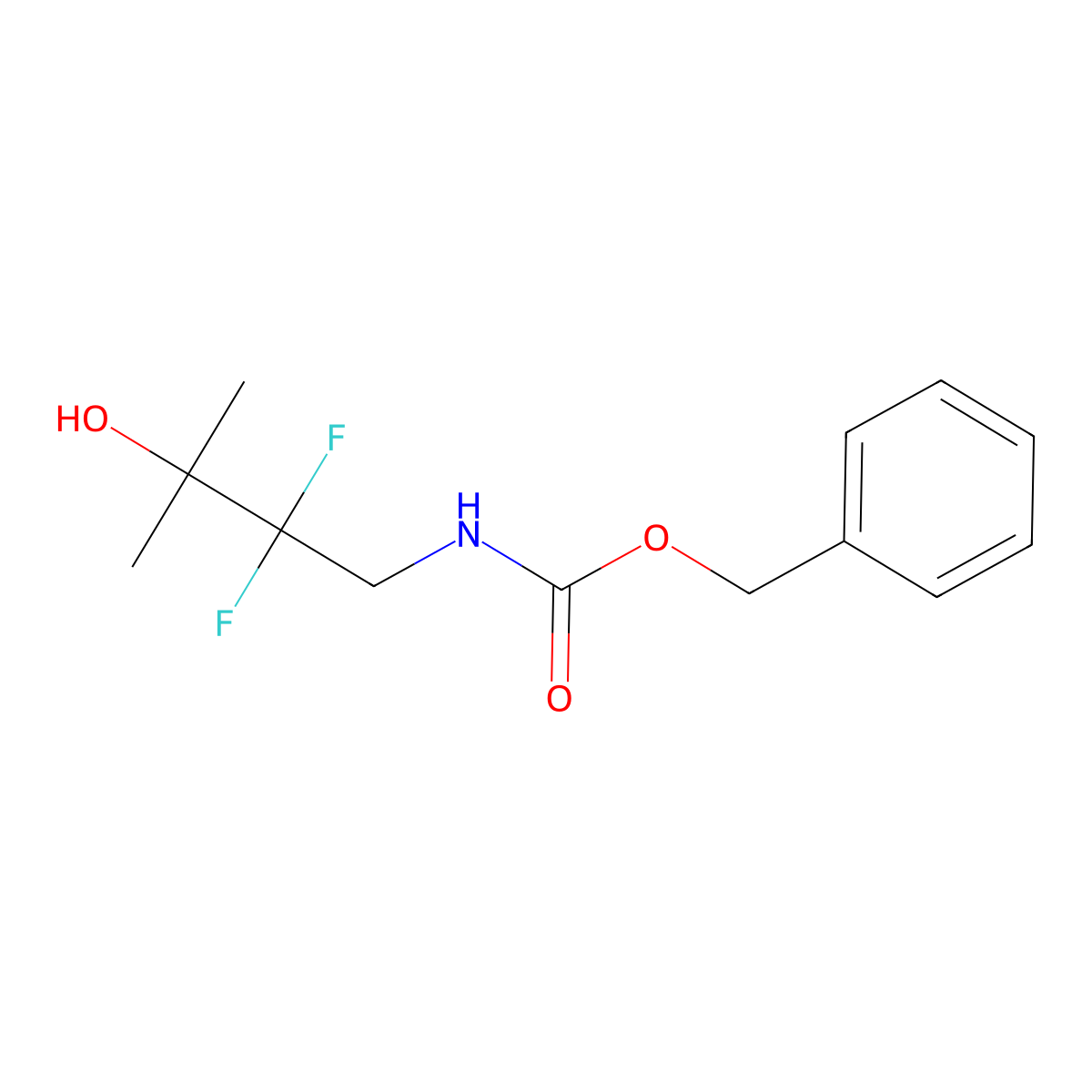 benzyl N-(2,2-difluoro-3-hydroxy-3-methylbutyl)carbamate molecular structure, CAS 2680738-98-9