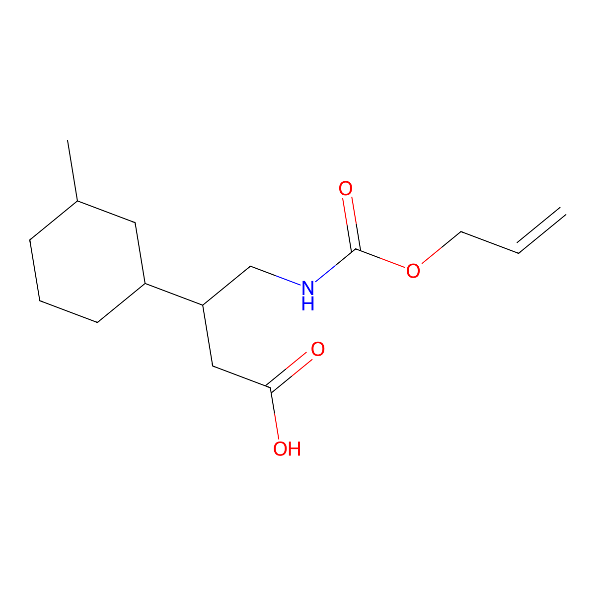3-(3-Methylcyclohexyl)-4-{[(prop-2-en-1-yloxy)carbonyl]amino}butanoic acid molecular structure, CAS 2680739-01-7