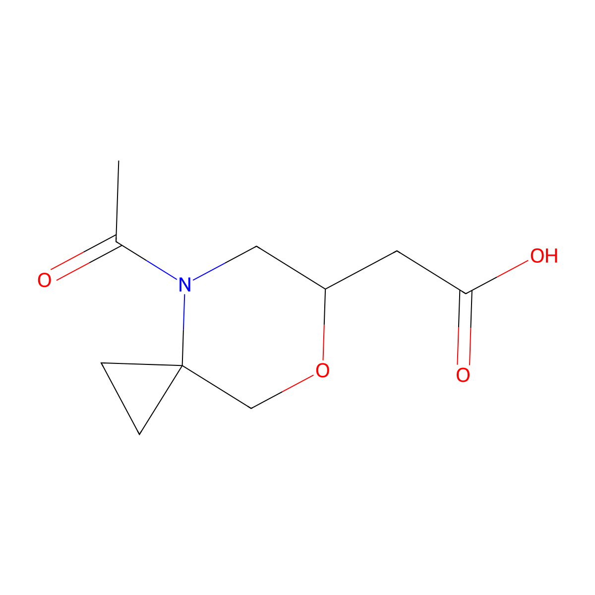 2-{4-Acetyl-7-oxa-4-azaspiro[2.5]octan-6-yl}acetic acid molecular structure, CAS 2680739-06-2