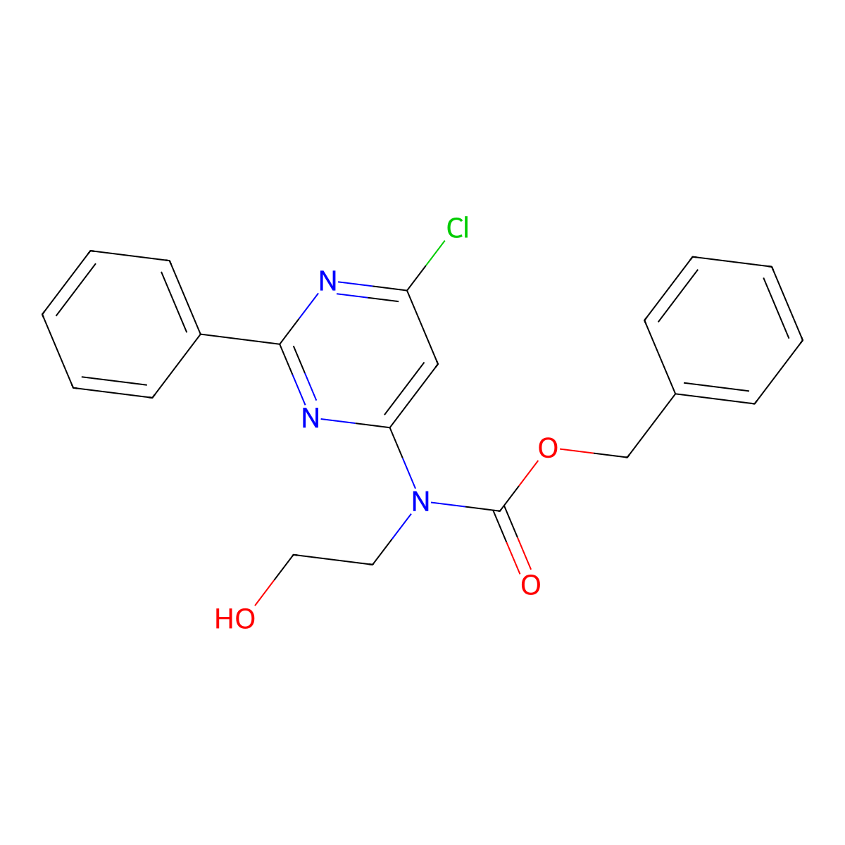 benzyl N-(6-chloro-2-phenylpyrimidin-4-yl)-N-(2-hydroxyethyl)carbamate molecular structure, CAS 2680739-09-5