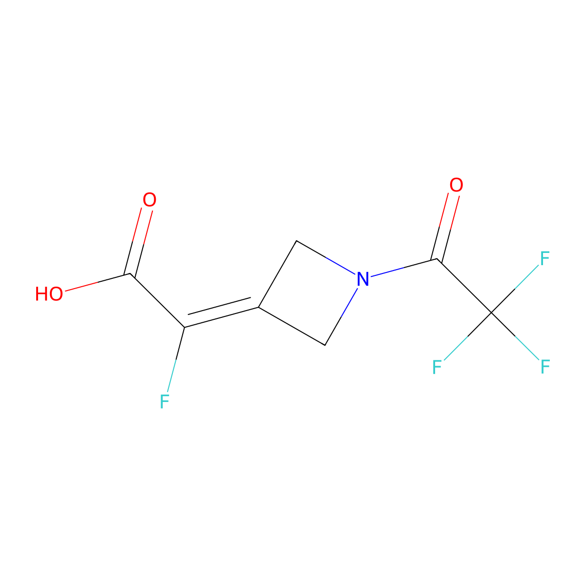 2-Fluoro-2-[1-(2,2,2-trifluoroacetyl)azetidin-3-ylidene]acetic acid molecular structure, CAS 2680739-11-9