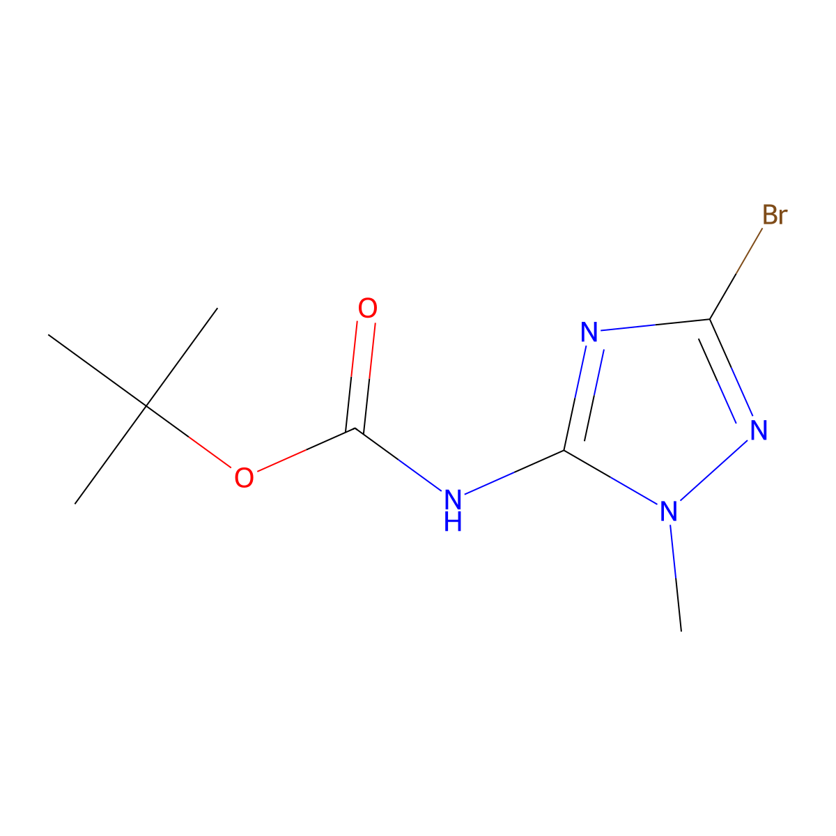 tert-butyl N-(3-bromo-1-methyl-1H-1,2,4-triazol-5-yl)carbamate molecular structure, CAS 2680739-15-3