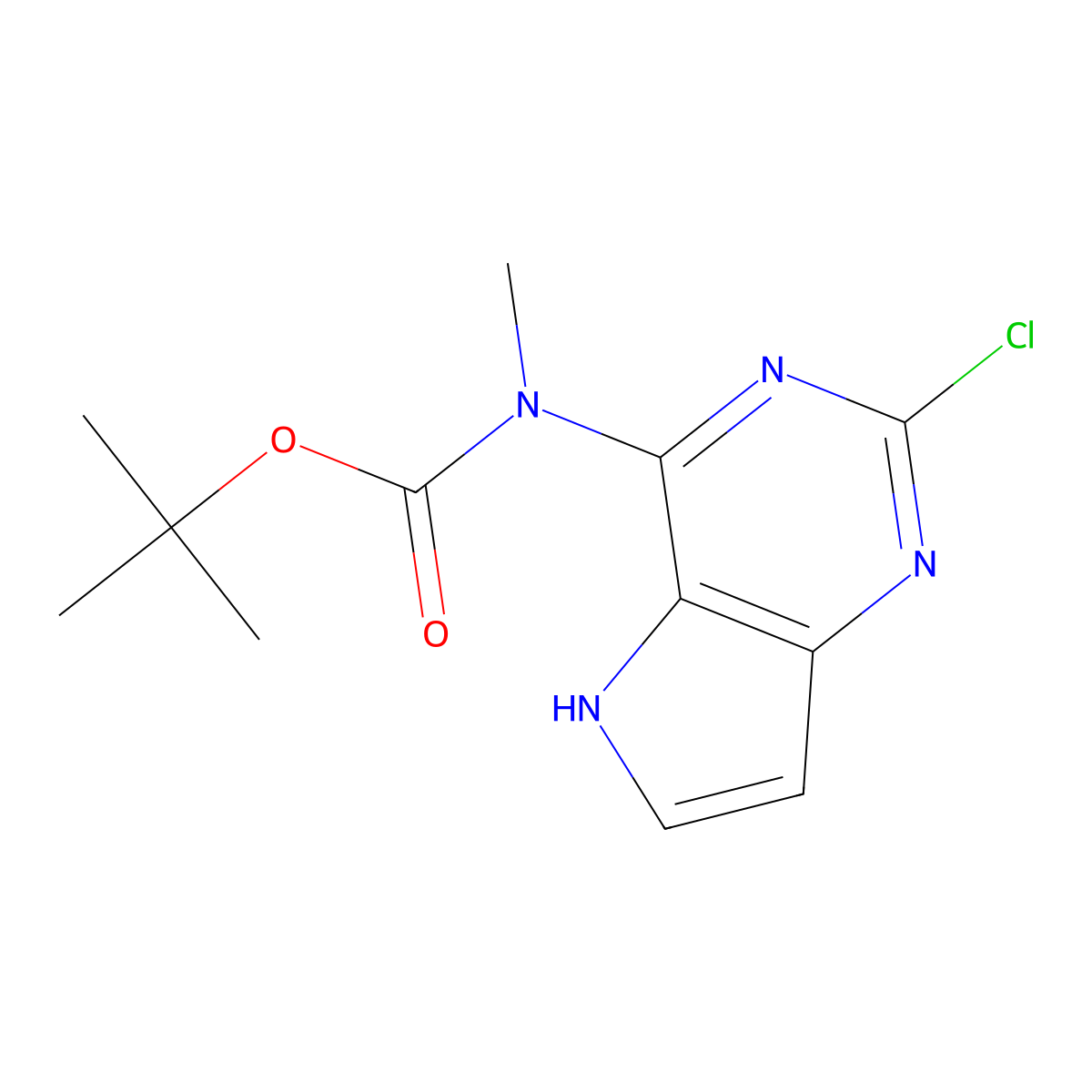 tert-butyl N-{2-chloro-5H-pyrrolo[3,2-d]pyrimidin-4-yl}-N-methylcarbamate molecular structure, CAS 2680739-16-4
