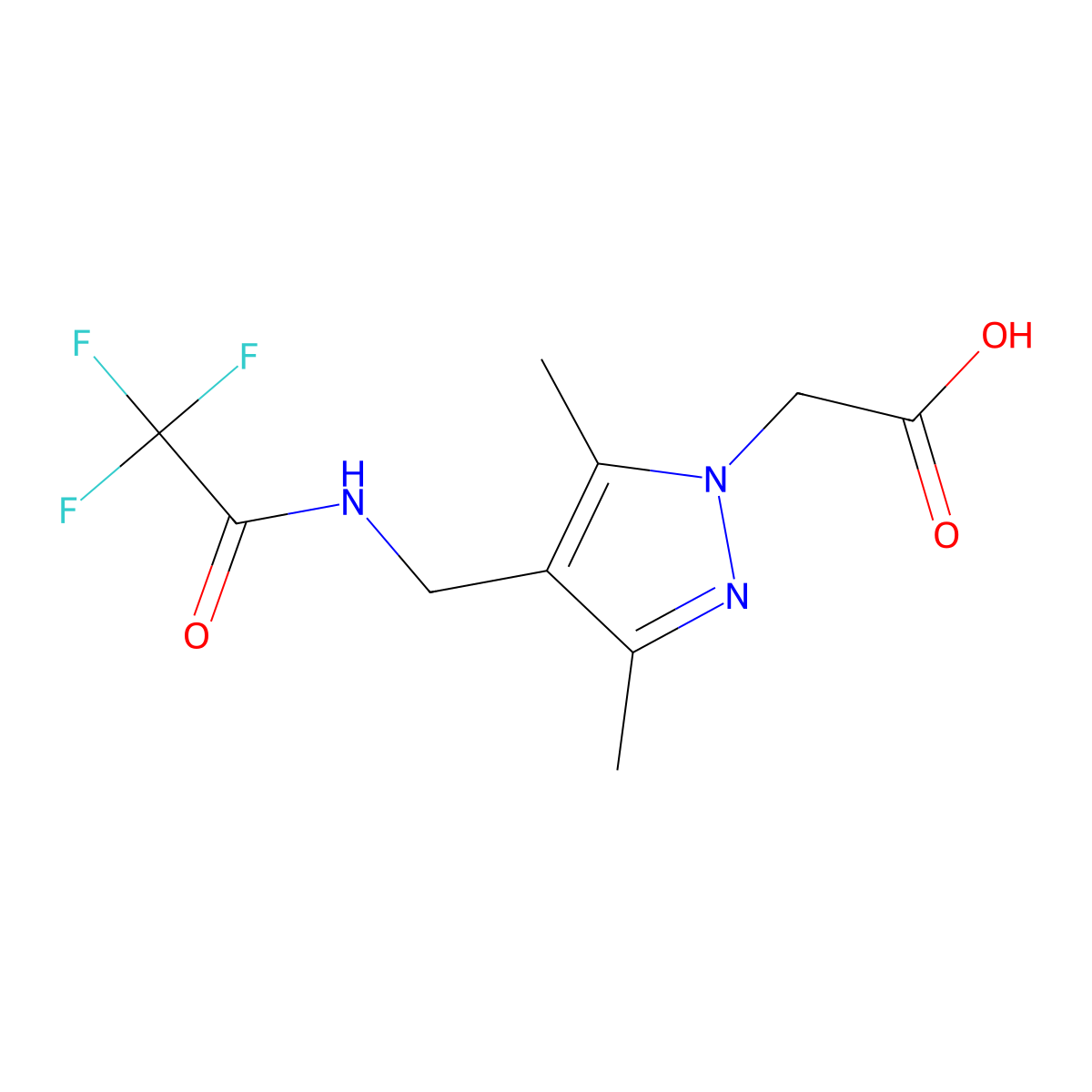 2-{3,5-dimethyl-4-[(2,2,2-trifluoroacetamido)methyl]-1H-pyrazol-1-yl}acetic acid molecular structure, CAS 2680739-26-6