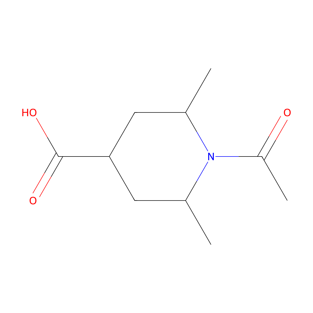 1-Acetyl-2,6-dimethylpiperidine-4-carboxylic acid molecular structure, CAS 2680739-27-7