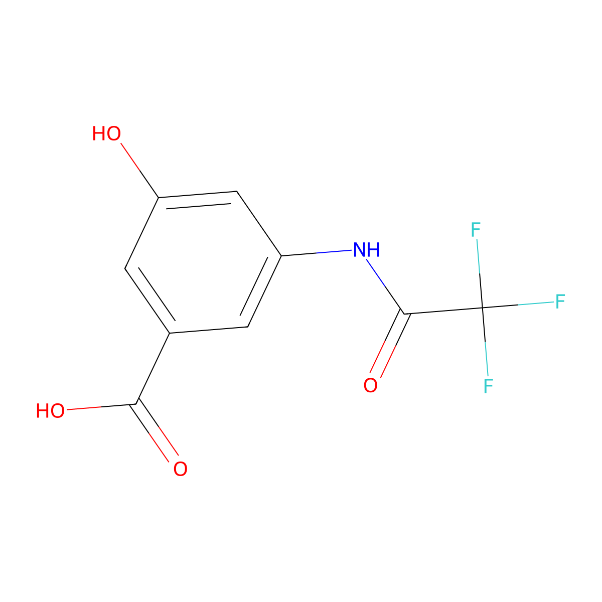 3-Hydroxy-5-(2,2,2-trifluoroacetamido)benzoic acid molecular structure, CAS 2680739-29-9