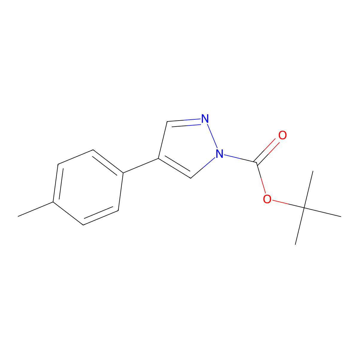 tert-butyl 4-(4-methylphenyl)-1H-pyrazole-1-carboxylate molecular structure, CAS 2680739-34-6