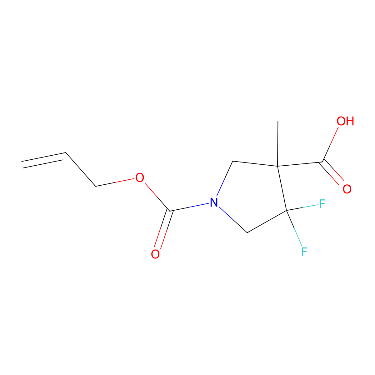 4,4-Difluoro-3-methyl-1-[(prop-2-en-1-yloxy)carbonyl]pyrrolidine-3-carboxylic acid molecular structure, CAS 2680739-35-7