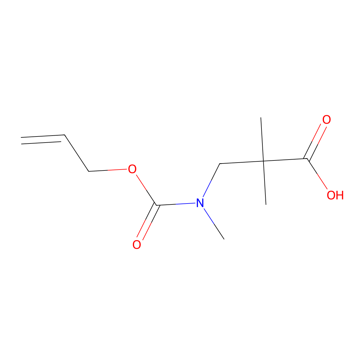 2,2-Dimethyl-3-{methyl[(prop-2-en-1-yloxy)carbonyl]amino}propanoic acid molecular structure, CAS 2680739-48-2