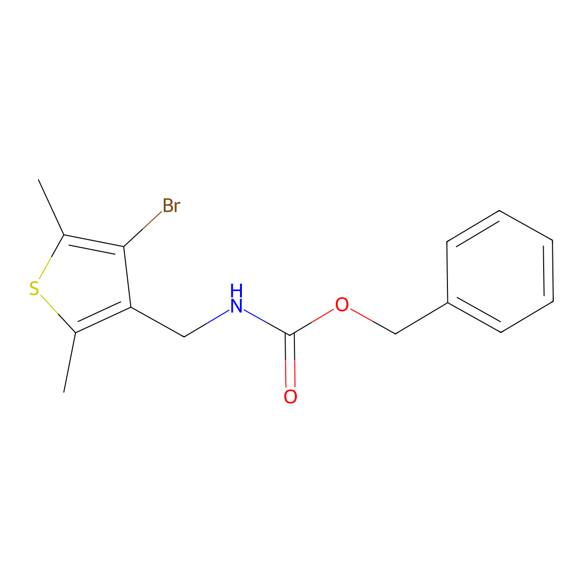 benzyl N-[(4-bromo-2,5-dimethylthiophen-3-yl)methyl]carbamate molecular structure, CAS 2680739-53-9